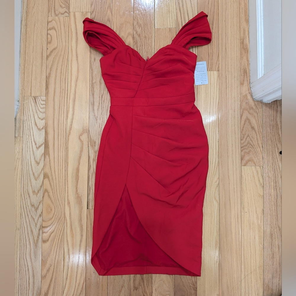NWT LAVISH ALICE SWEETHEART NECKLINE PLEATED SHEATH DRESS WITH SLIT - Picture 6 of 8
